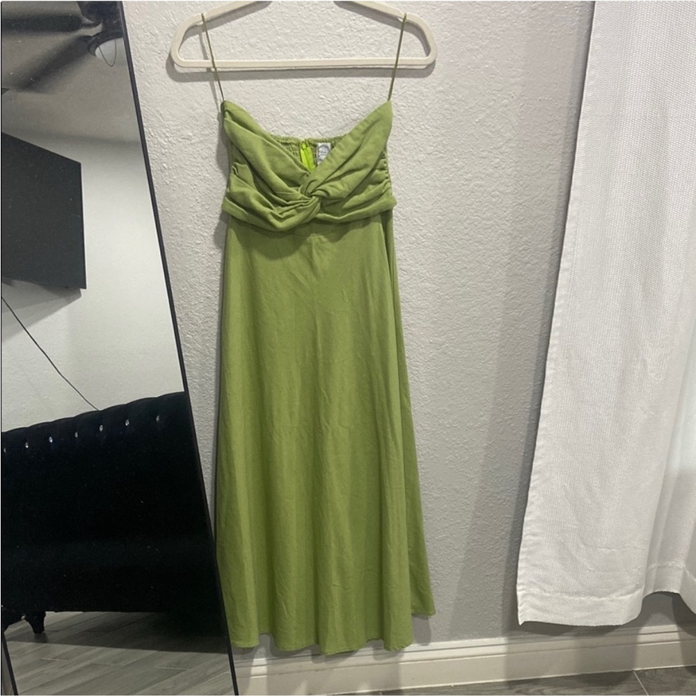 Blue Rain Strapless Olive Dress